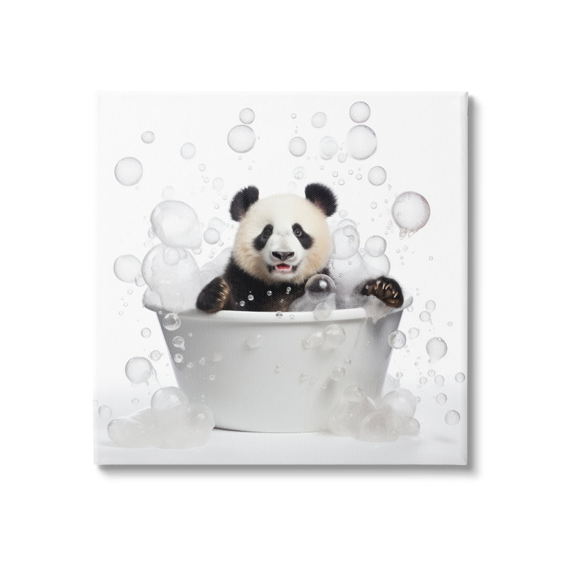 «Panda Bubble Bath» par Lazar Studio, reproduction de photo sur toile, H 30 po x l 30 po, Toile tendue