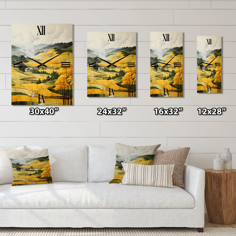 Horloge murale jaune et vert, H 32 po x l 24 po x P 1 po