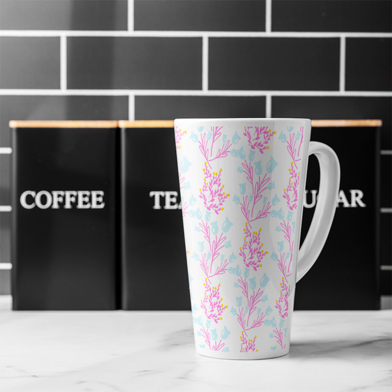 Flower Design Latte Mug