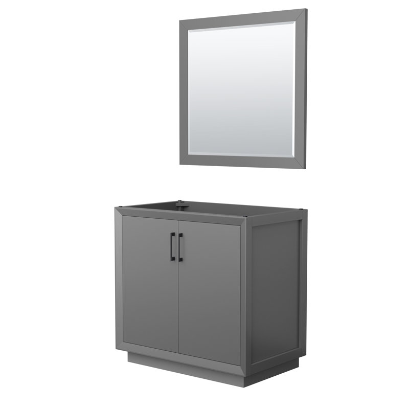 Strada 35.25'' Single Bathroom Vanity Base Only, Dark Gray/Black