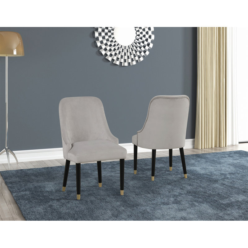 Deux chaises rembourrées de conception contemporaine, chaise d'appoint pour salle à manger et salon, Gris