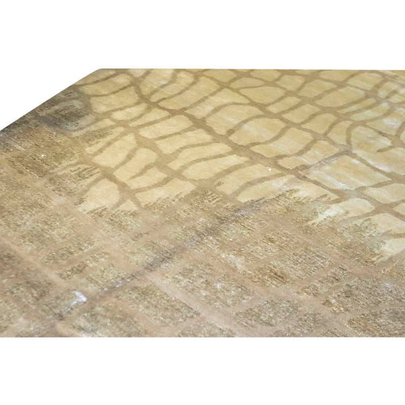 Hand Knotted Area Rug in Straw