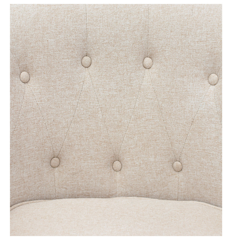 Beige Microfiber Barrel Accent Chair with Wood Legs