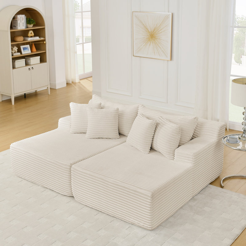 méridienne en velours, 2, Beige
