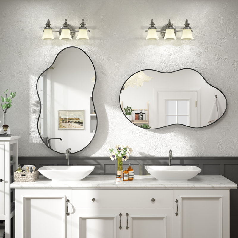 Miroir mural Amara, 36 po x 20 po, Noir mat
