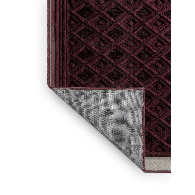Tapis brun treillis lavable à la machine, Carré 6 pi