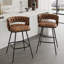 Ensemble de 2 tabourets de bar George avec tabourets de bar rembourrés en tissu texturé et en suède à hauteur de comptoir et 4 pieds en métal pour îlot de cuisine-709225346