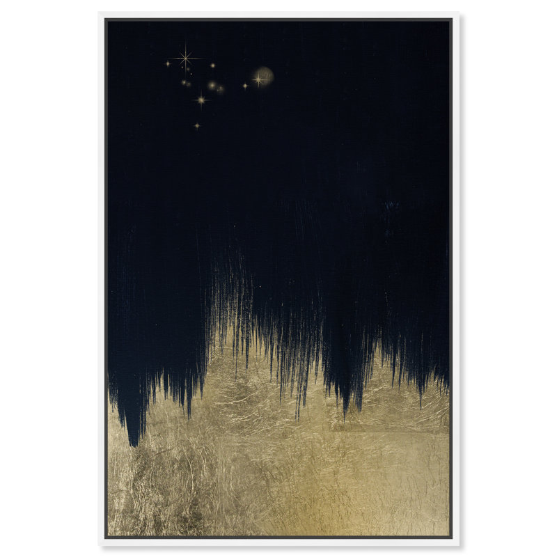 «Abstract Starry Night Redux Night Sky», peinture sur toile, H 24 po x l 16 po, Toile avec cadre blanc