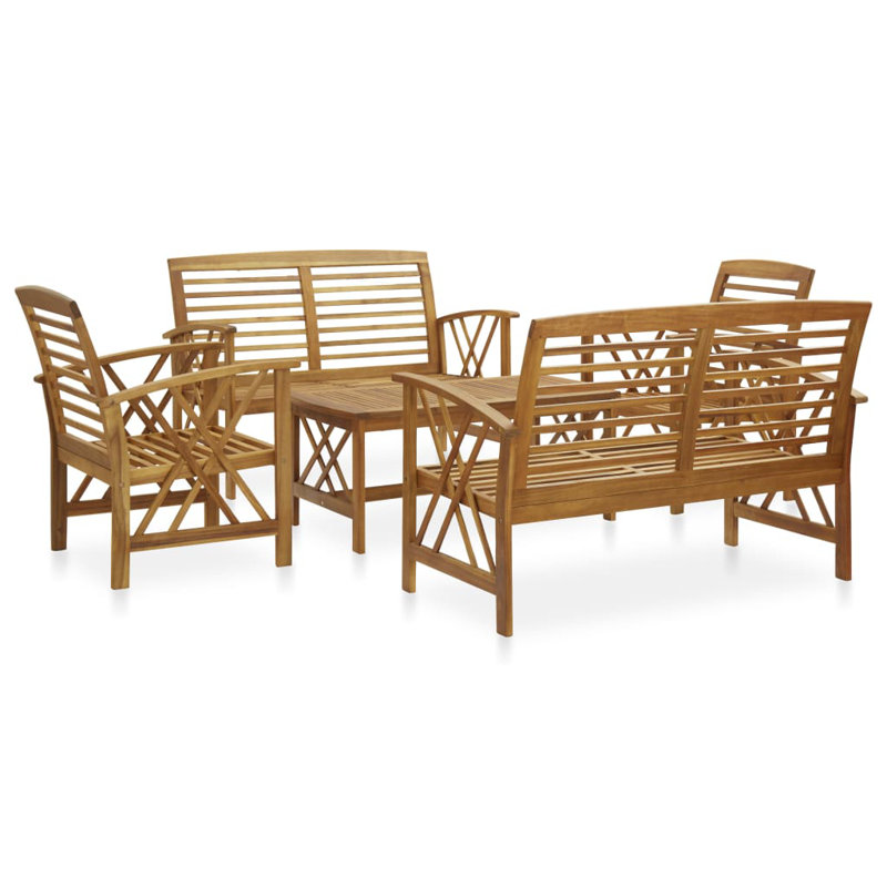 Adepeju 3 Piece Lounge Chair, 2x bench + Table, Brown