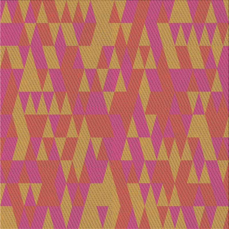 Tapis orange à motifs/zone indigo, Carré 5 pi