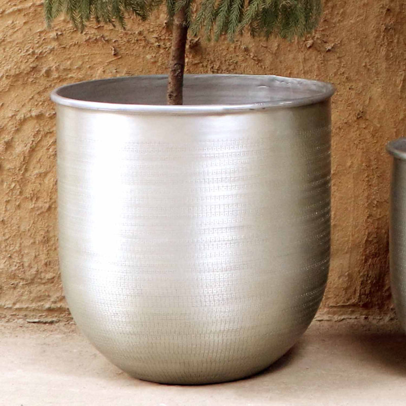 Freda Handmade Metal Pot Planter, 1, 34cm H x 33cm W x 34cm D