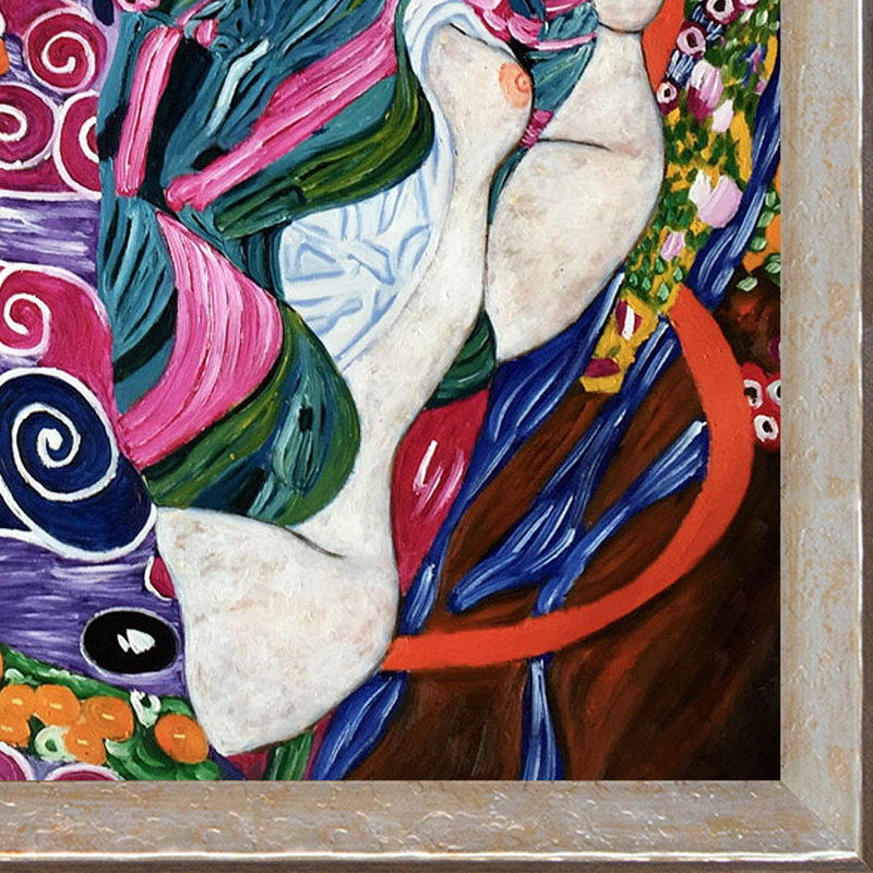 Reproduction d’art sur toile encadrée « the virgin » par gustav klimt, Cadre patiné argent Luna, H 24 po x l 28 po x P 2 po