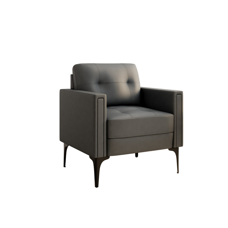 Upholstered Armchair, Gray Polyurethane
