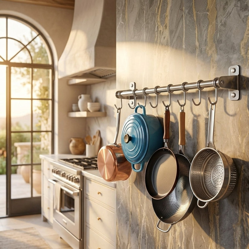 Stainless Steel Rectangle Wall Mounted Pot Rack