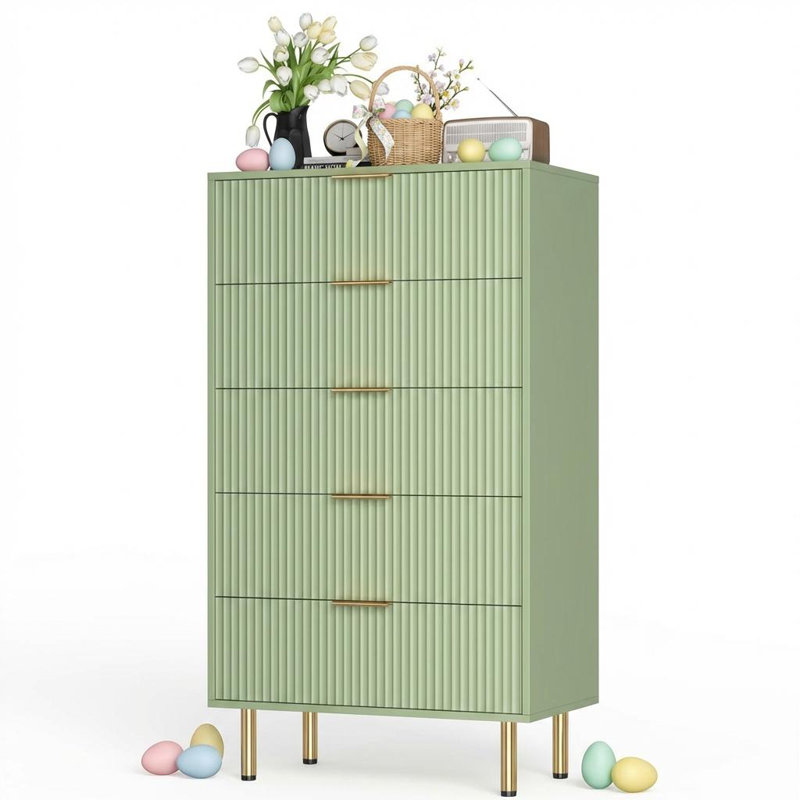 70.1 cm W Chest of 5 Drawers, Green