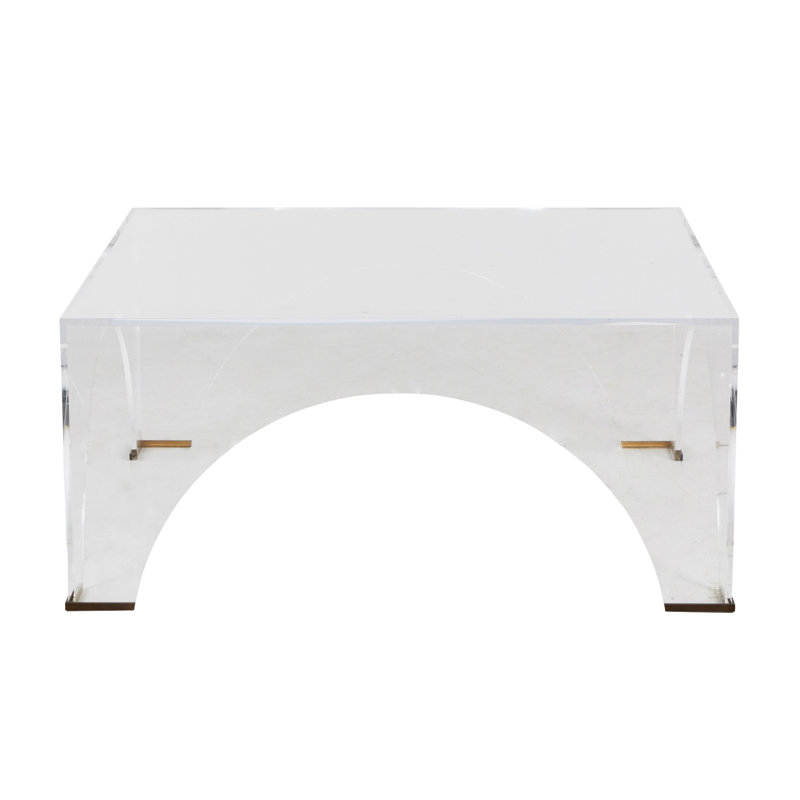 Clear Acrylic Coffee Table with Brushed Brass Accents