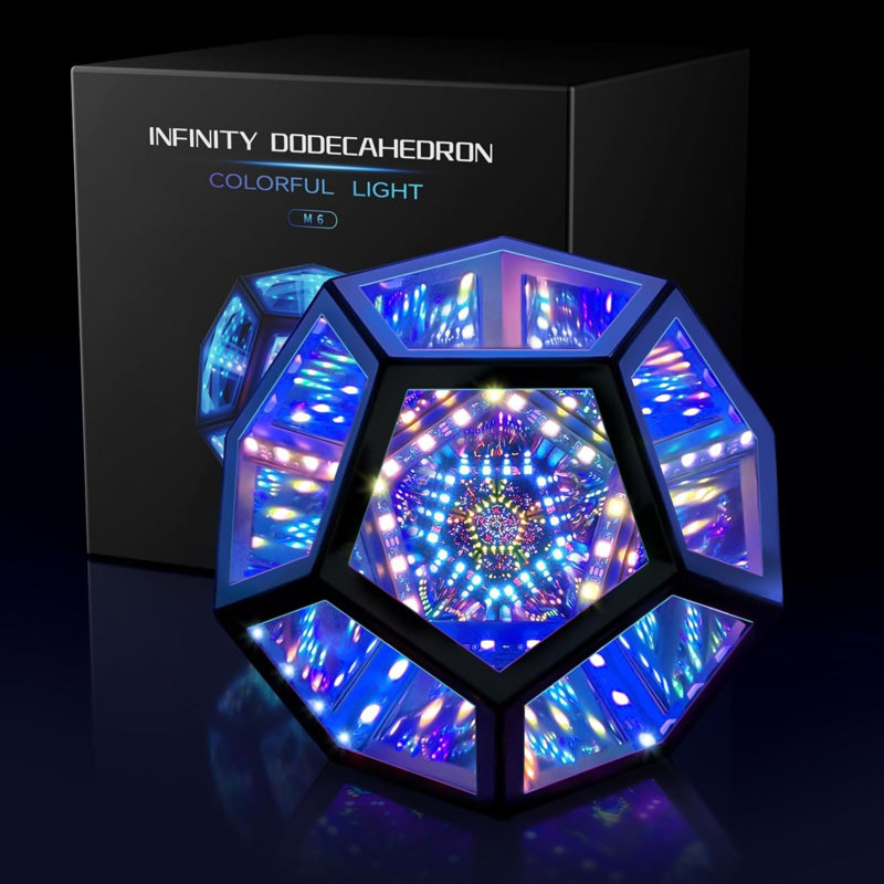 Infinite Dodecahedron Decor 3D Hyper Cube RGBW Changing Night Lighting
