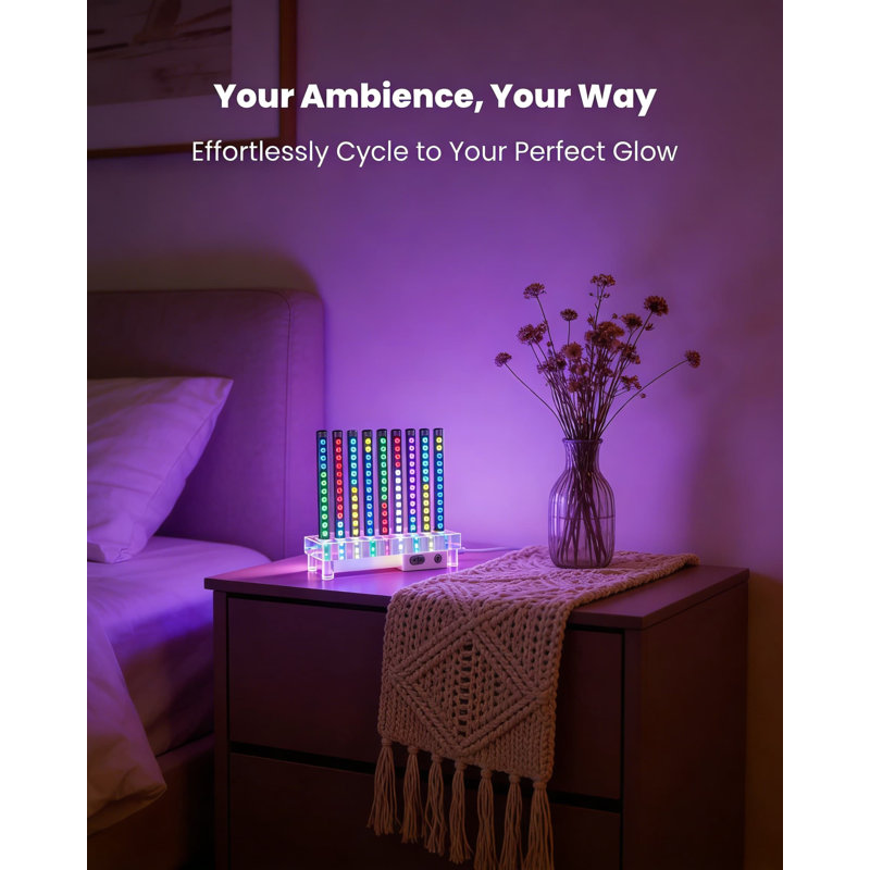 Vertical Glass Ambient Mood Light With Soft Glow LED And 85 Color Cycles For Modern Home Decor, Bedroom, Living Room, And Office