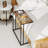 Industrial C-Shaped End Table With Metal Frame, Compact Coffee Table For Living Room, Bedroom, Office, And Small Spaces