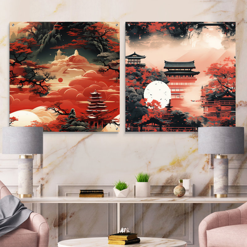 Lazerte - Japan Acrylic Wall Art Glass Set Of 2, H 16 po x l 33 po
