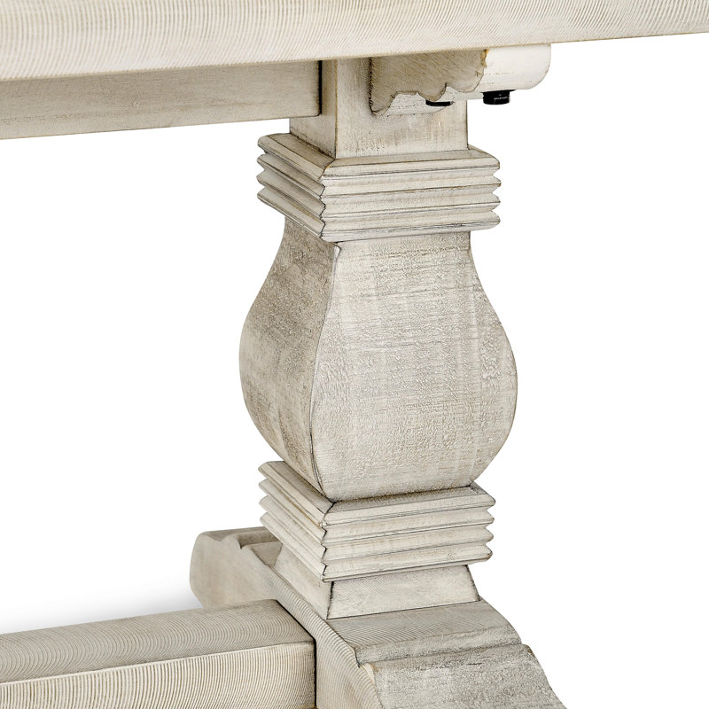Kasey Wood Bench, 18" H x 66" W x 16"D, Distressed Ivory