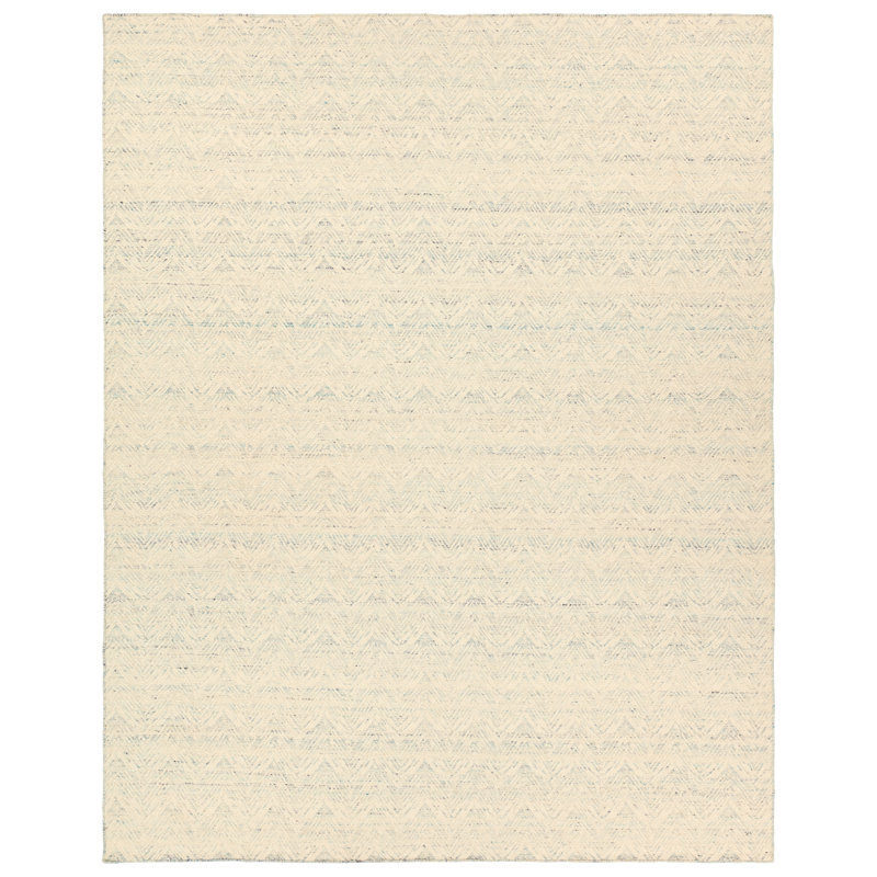 Tapis bleu en laine tissé à la main Littlefield, Rectangle 8 pi 6 po x 11 pi 6 po