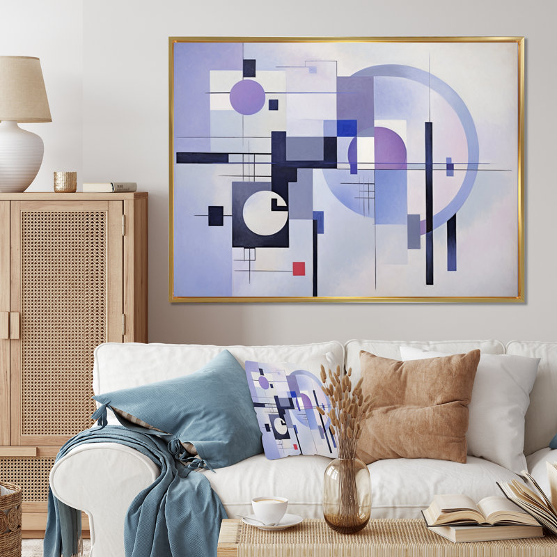" Purple Suprematism Dynamic Rhythm II ", Gold Floater Framed, 30" H x 40" W x 1.5" D
