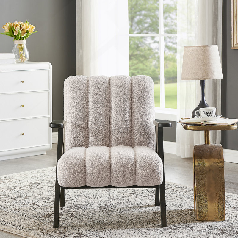 Chaise d'appoint moderne avec structure en bois, Beige