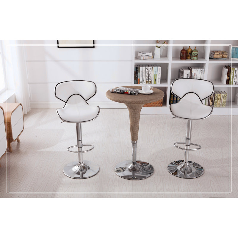 Ensemble de 2 tabourets pivotants réglables Masaccio avec base chromée Airlift, Blanc