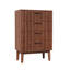 60cm W 4-Drawer Chest with Slatted-Designed Drawers, Narrow Nordic Dresser with Hollow Panels & Tapered Legs, Walnut / Natural-760487371