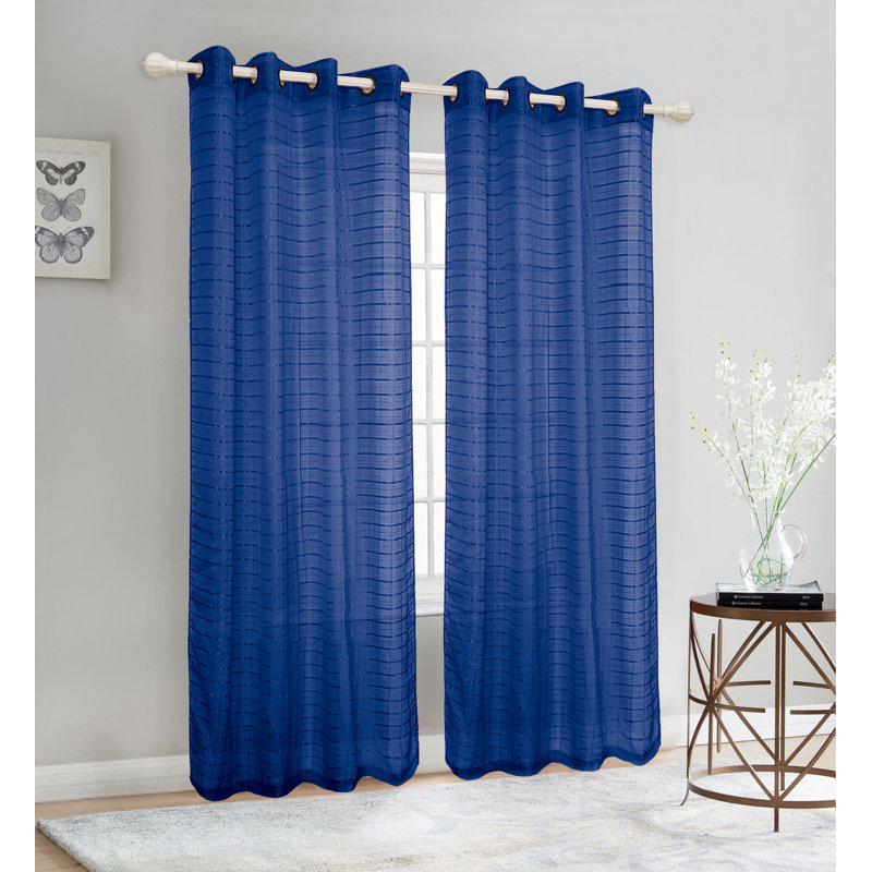 Sheer Curtain Pair, Navy