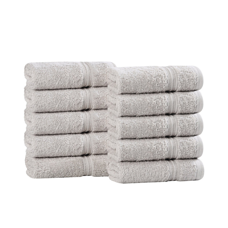Oleg Heritage Egyptian Cotton Soft Absorbent Luxury Washcloth Towel, Silver