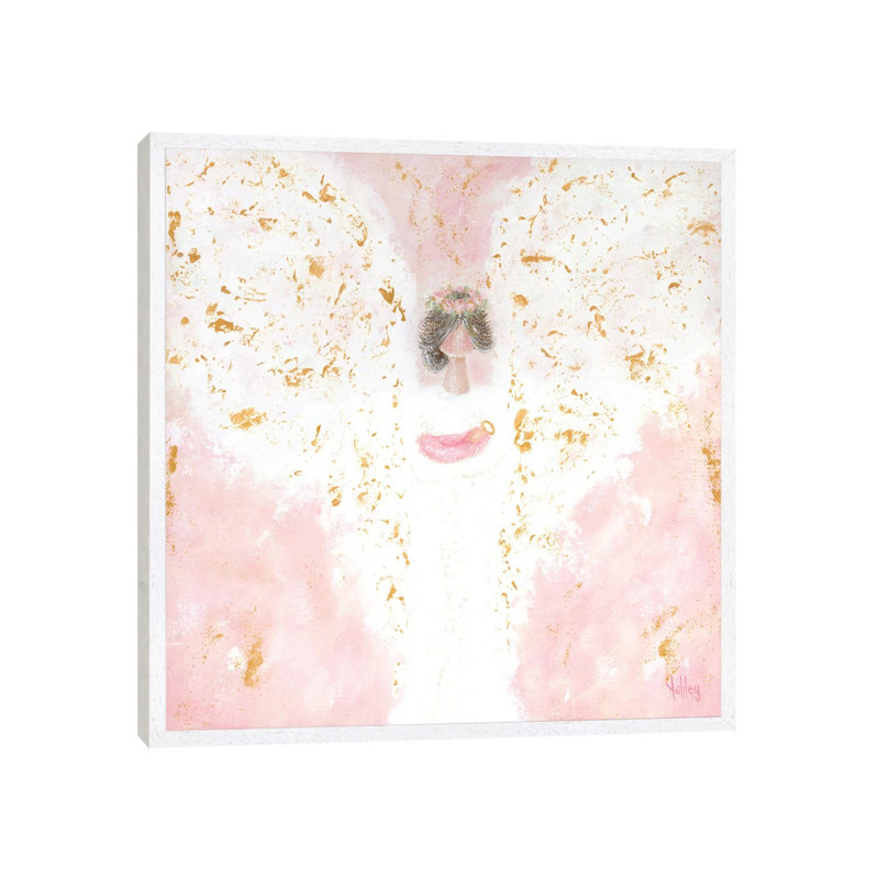 Pink Angel Baby by Ashley Bradley - Print on Canvas, 45.72 cm H x 45.72 cm W, White Framed