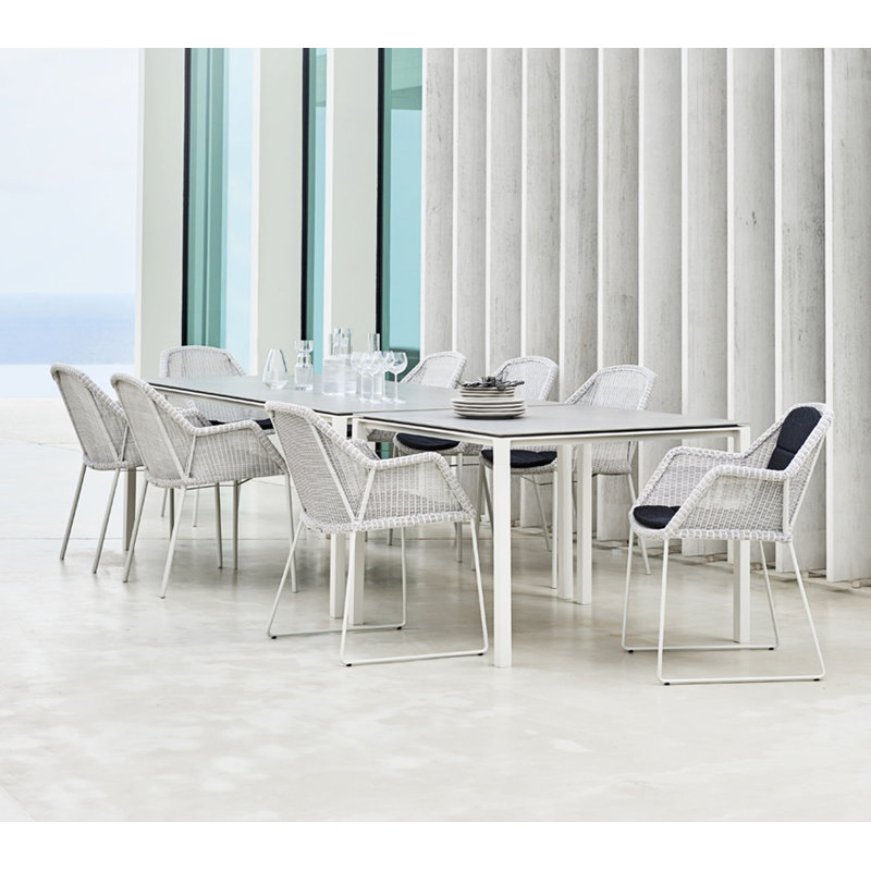 Pure Outdoor Dining Table, Nero Black, 28.8" H x 110.3" W x 39.4" D, Light Gray