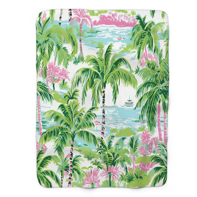 Motif de balise maritime - 1 pièce Sherpa Premium, L 60 po x L 80 po, Motifs tropicaux BCBG