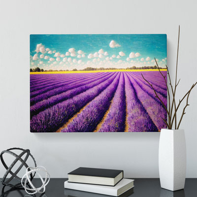 Dashing Lavender Flower Field - Wrapped Canvas