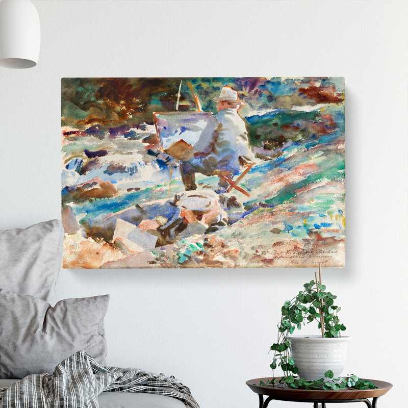 An Artist At His Easel by John Singer Sargent - Wrapped Canvas, 35cm H x 50cm W x 3cm D