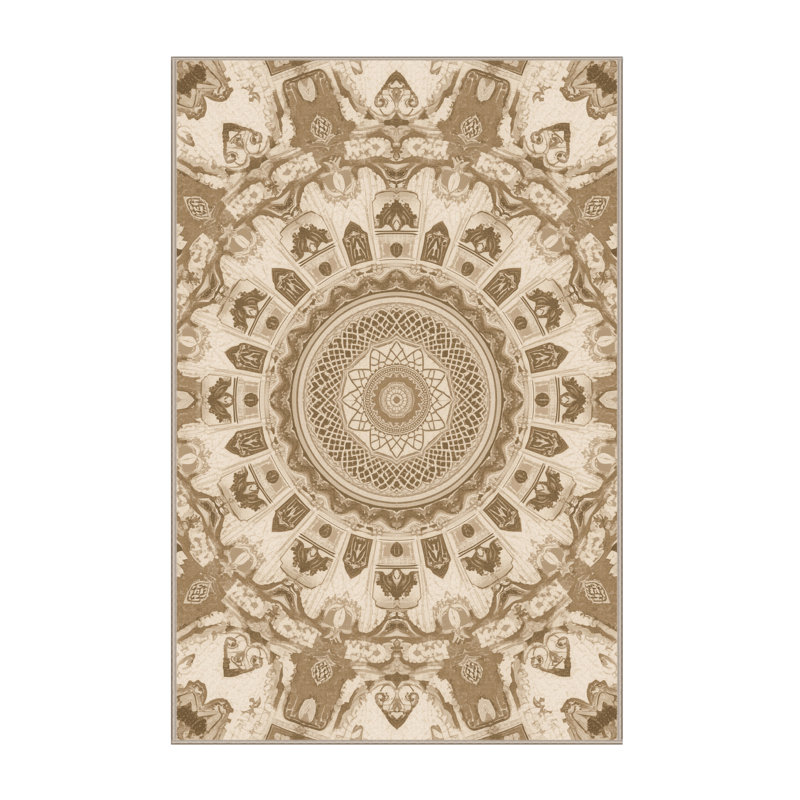 Tapis beige délavé à la machine Bergland, 4 x 6