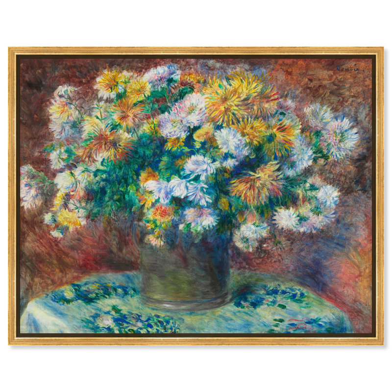 «Renoir Chrysanthemum Canvas Famous Artist Prints» par, H 31 po x l 37 po, Cadre doré