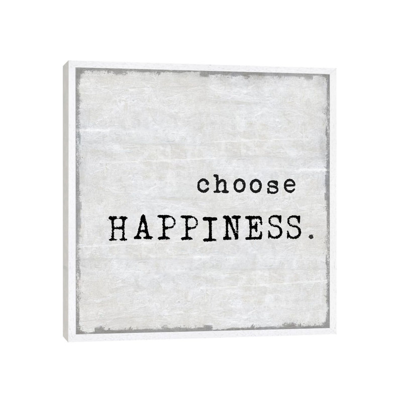 Choose Happiness by Jamie MacDowell - Print on Canvas, 93.98 cm H x 93.98 cm W, White Picture Framed