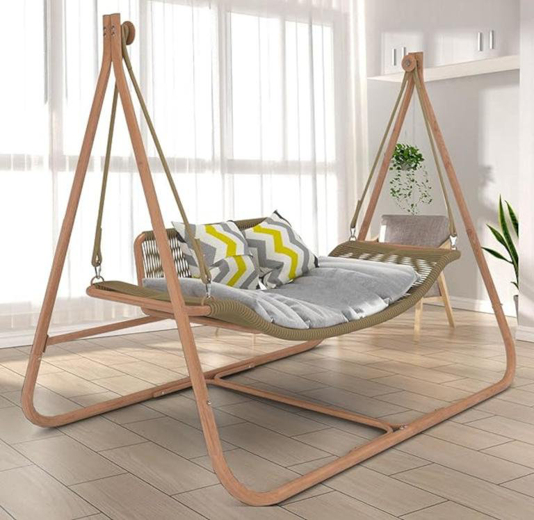 Sesalie Swing Chair with Stand,Capacity with Cushion Oversized Double Hammock Chair