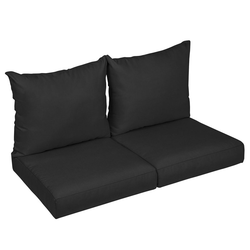Sunbrella Outdoor 5'' Loveseat Seat / Back Cushion, 27" W x 29" D, Black Sunbrella®