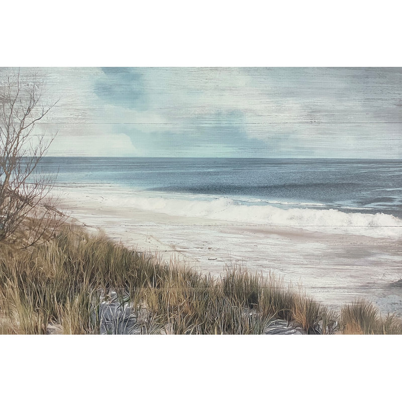 «Autumn's Serenity: A Quiet Beach», reproduction sur toile tendue, H 16 po x l 24 po x P 1,5 po