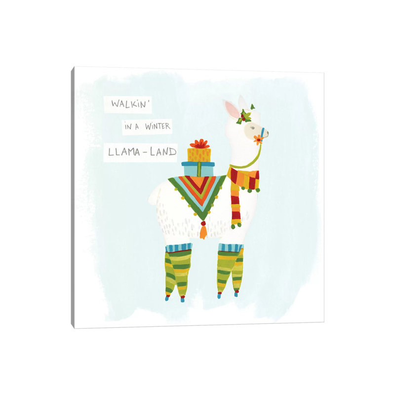 Fa-La-La-La Llama II by June Erica Vess - Wrapped Canvas Print, 66.04 cm H x 66.04 cm W x 1.91 cm D