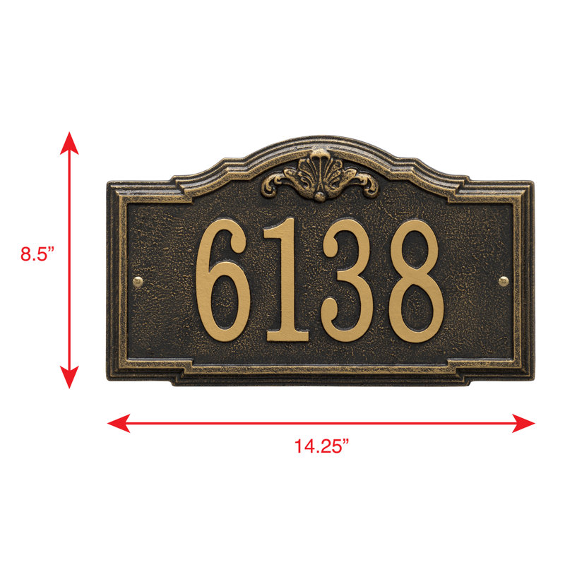 Gatewood Personalized Standard 1-Line Wall Address Plaque, Black/Gold, Yes