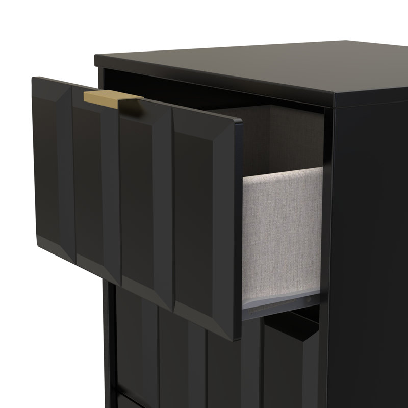 Arnesto 45cm W Manufactured Wood Bedside Table, Deep Black/Black Matt