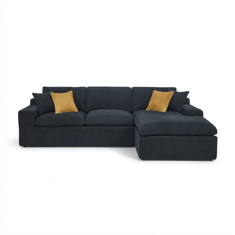 Canapé modulaire avec accoudoirs larges, fabriqué en mousse haute densité, idéal pour le salon , Noir