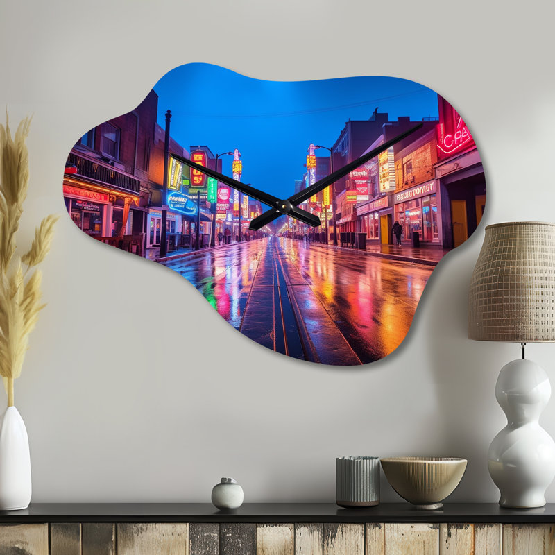 Tennessee Musical Spirit of Nashvilles - Tennessee, horloge murale en métal, impression moderne asymétrique, Grand