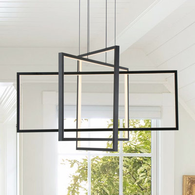 Vollmer 3-Light Dimmable LED Square/Rectangle Chandelier
