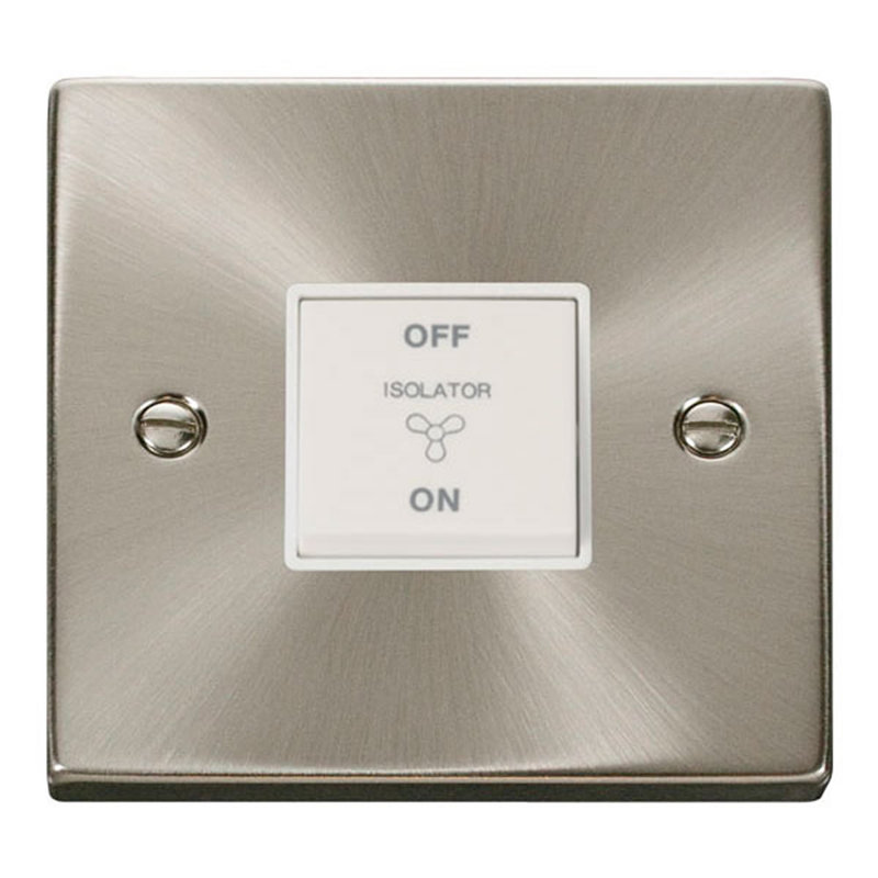 Satin / Brushed Chrome 10A 3 Pole Fan Isolation Switch